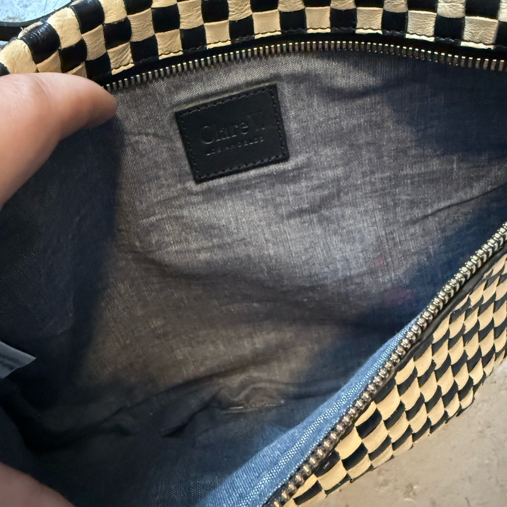 Clare V Black and Cream Checkered Crossbody Bag - Picture 3 of 4